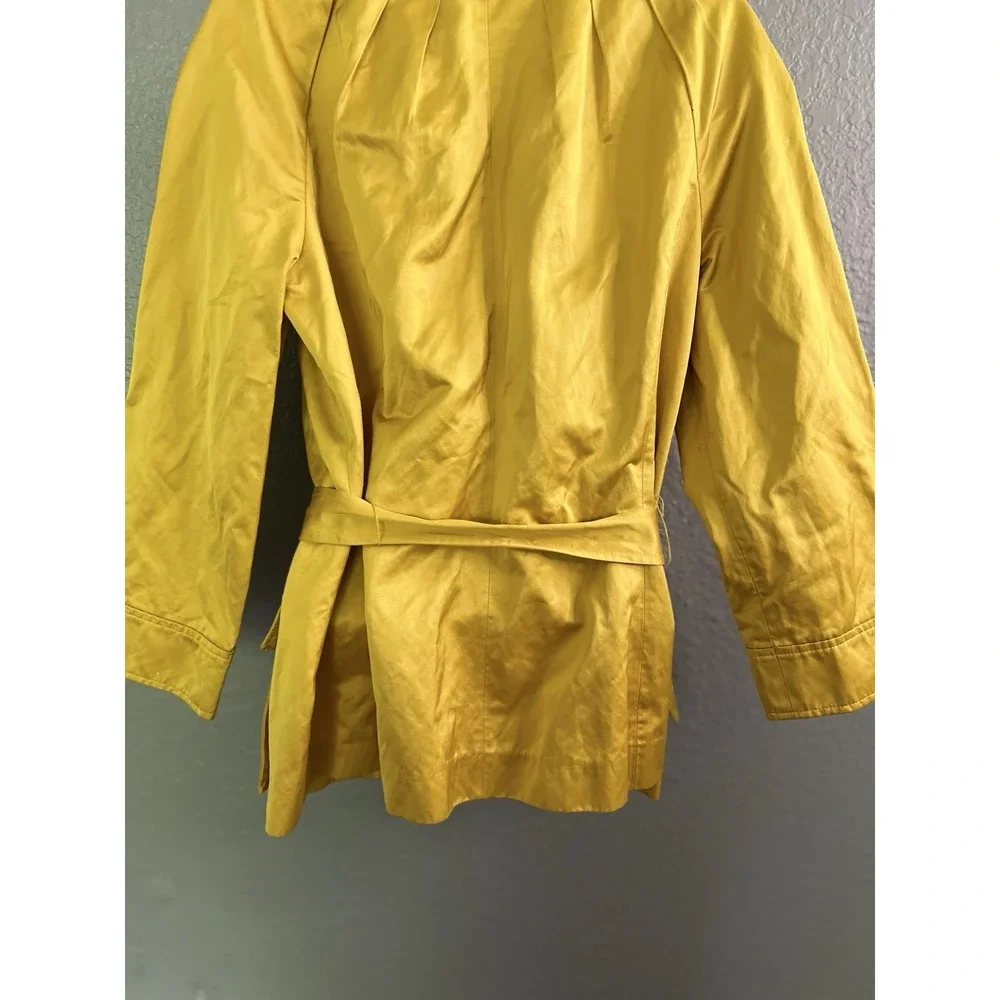 Lafayette 148 Yellow‎ Metallic Jacket Sz 10 Belt Shiny Dressy Short Cotton Blend